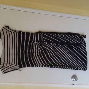 Black and white striped dress.